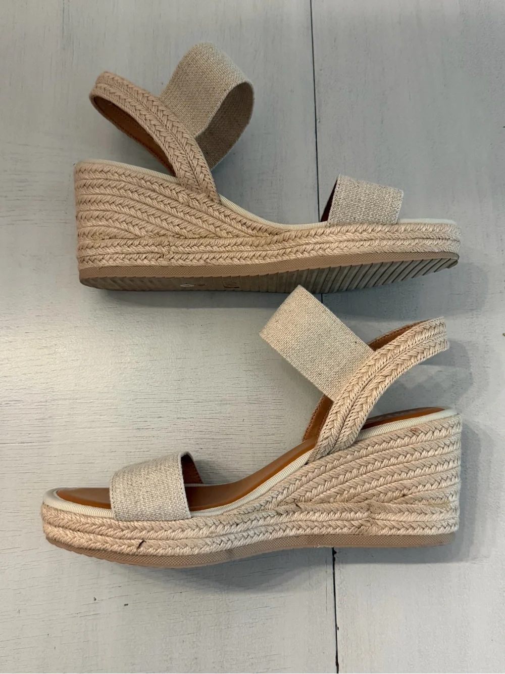 MIA Women’s Brittni Beige Espadrille Wedge Sandals with Ankle Strap Sz 11 NWOT